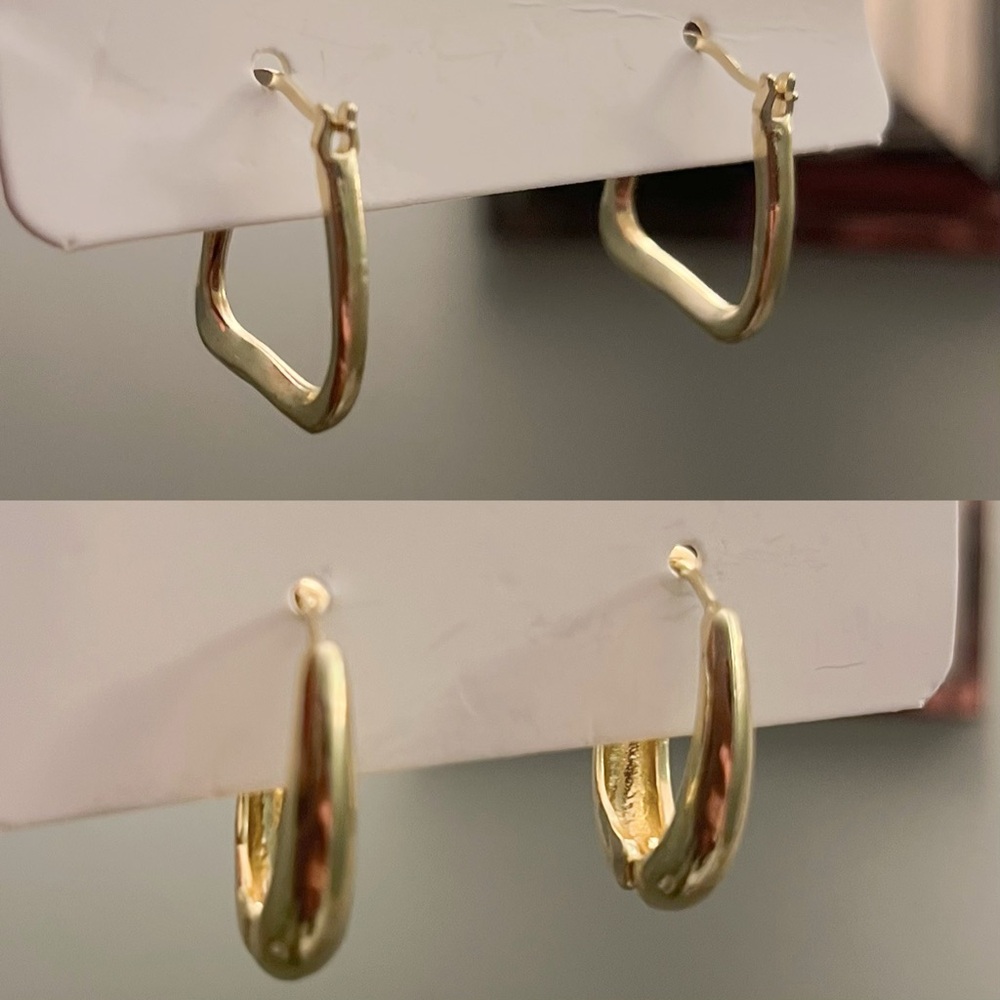 Gold Geometry Hoop Earrings, Set of 2
